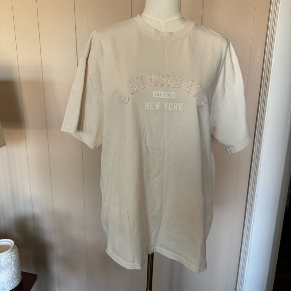 Saturdays New York City Cream Beige Short Sleeve Tee